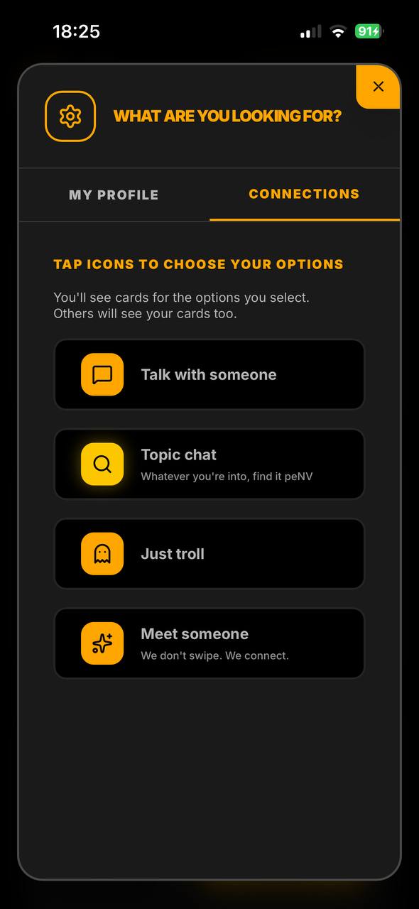 peNV — choosing how to connect